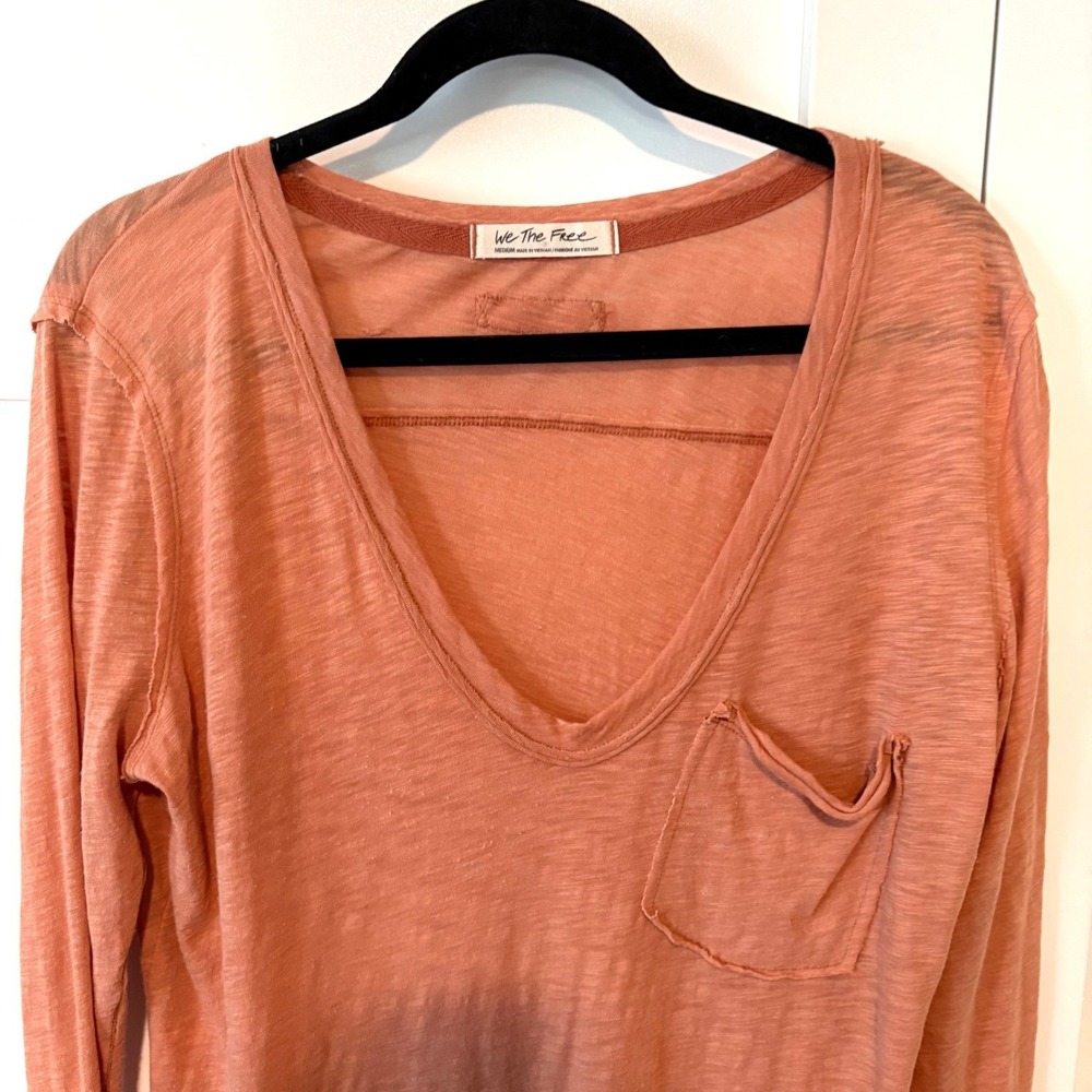 We the Free Women's Dusty Orange Long Sleeve T-Shirt in Size M - Picture 3 of 14